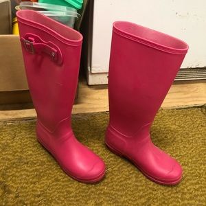 Pink rubber boots